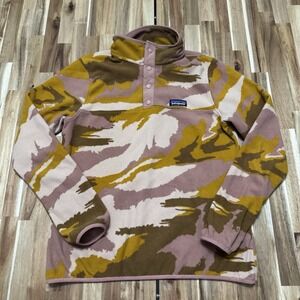 Patagonia Micro D Snap-T Pullover Womens M Camo Fleece Sweatshirt Outdoor